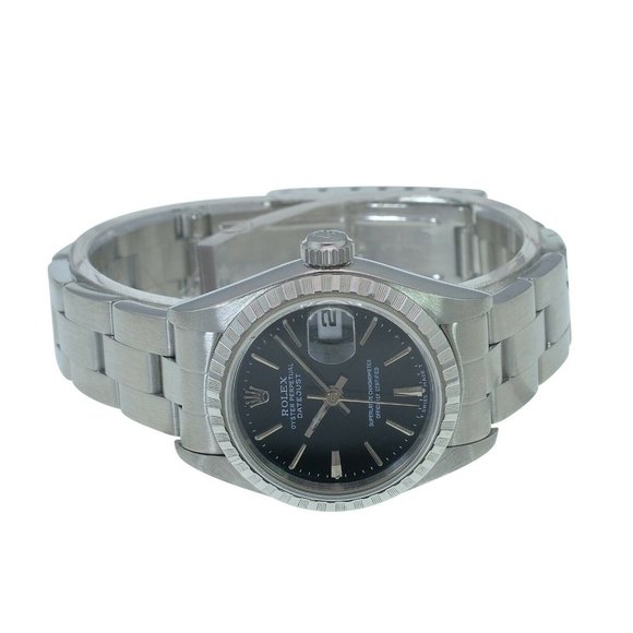 ROLEX DATEJUST 26 MM BLACK INDEX DIAL STAINLESS STEEL FLUTED OYSTER WATCH 79240 - Picture 5 of 10